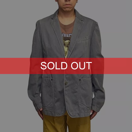 【USED】00's D&G DOLCE & GABBANA Washed Gray Cotton Tailored Jacket