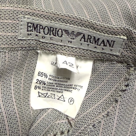【USED】90's EMPORIO ARMANI Pinstripe Split Wide Trousers