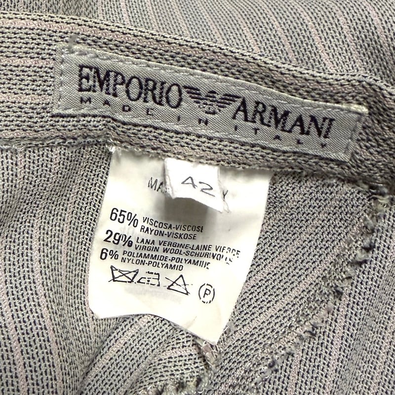 USED】90's EMPORIO ARMANI Pinstripe Split Wide
