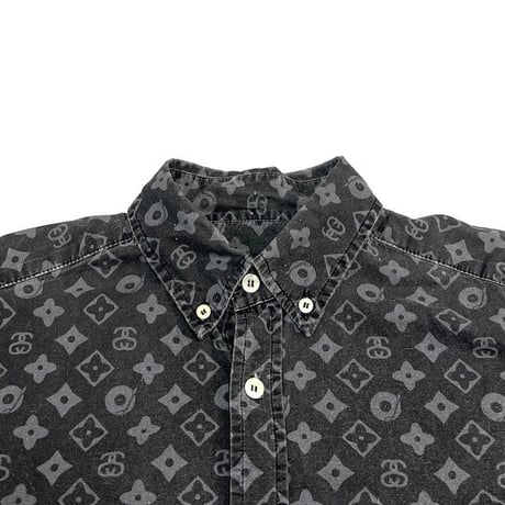 【USED】90’S STUSSY MONOGRAM S/S B.D SHIRT