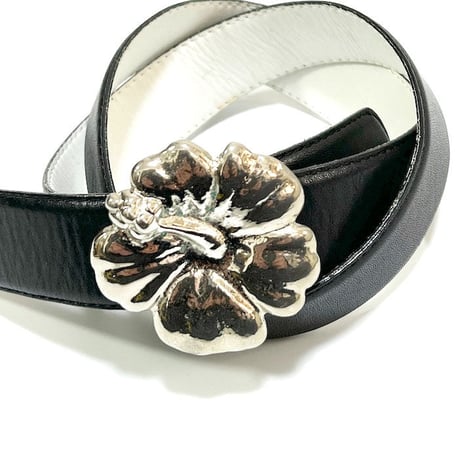 【USED】00'S ALBA ROSA HIBISCUS LEATHER BELT