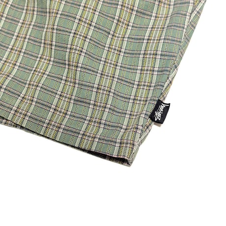 【USED】80's OLD STUSSY CHECK SHORTS GREEN