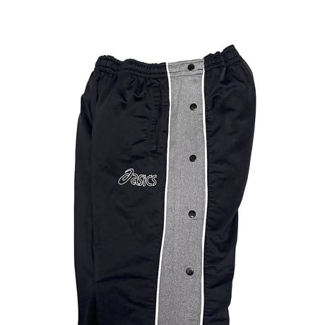 【USED】90's ASICS Euro-Line Snap Track Pants Black × Grey