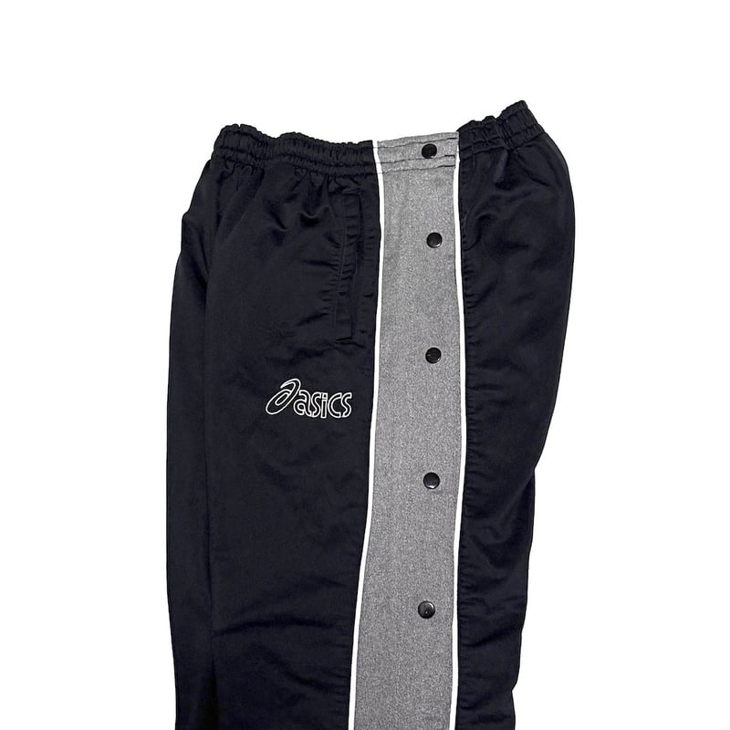 USED】90's ASICS Euro-Line Snap Track Pants Bla