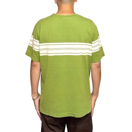 【USED】00's Disneyland Mickey Mouse West Coast Stripe Border T-shirt