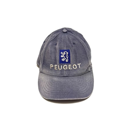 【USED】90's PEUGEOT Embroidered Logo Cap Faded French Blue