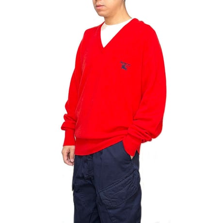 【USED】90'S BURBERRYS V-NECK LAMBSWOOL SWEATER