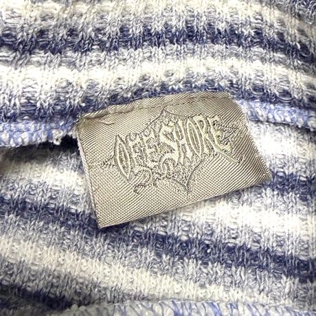 【USED】90's OFFSHORE Newport Beach Loop Knit Border Mock Neck Surf Knit