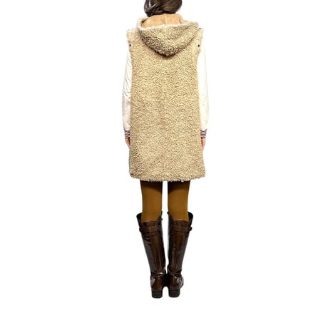 【USED】00's 4-Way Detachable Sleeve Shearling & Boa Hooded Coat