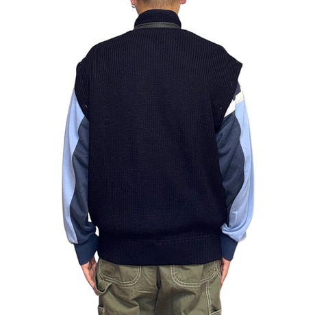 【USED】80's Italian Ribbed Knit Vest with Nylon Trim