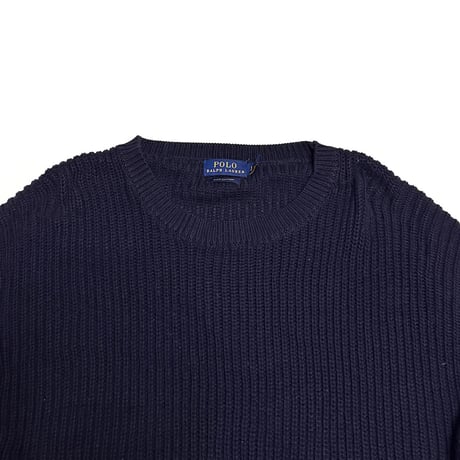 【USED】2010's Polo Ralph Lauren Pima Cotton Lace-Up Sleeve Knit Sweater
