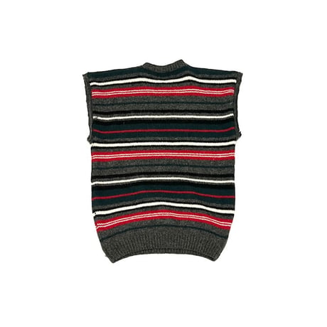 【USED】90's G.H.BASS & CO. CUT OFF BORDER KNIT VEST