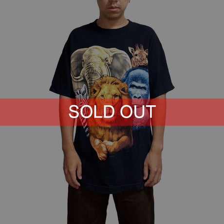 【USED】90'S AFRICAN ANIMALS T-SHIRT