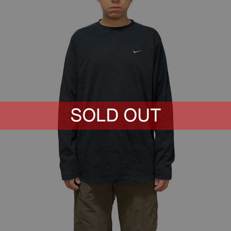 【USED】00'S NIKE LOGO EMBROIDERY L/S T-SHIRT SIZE:L