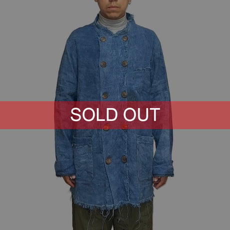 【USED】70's-80's UK VINTAGE GARMENT DYED LINEN DOUBLE JACKET