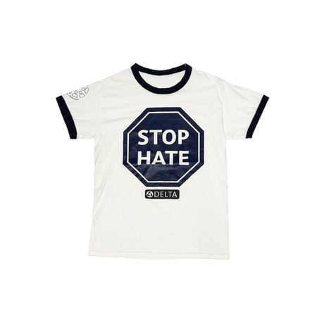 【USED】00's DELTA AIR LINES STOP HATE RINGER T-SHIRT
