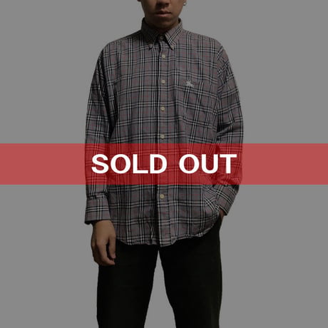 【USED】90'S BURBERRYS GRAY NOVA CHECK B.D SHIRT