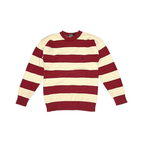 【USED】90's Polo by Ralph Lauren WALLY BORDER COTTON KNIT SWEATER