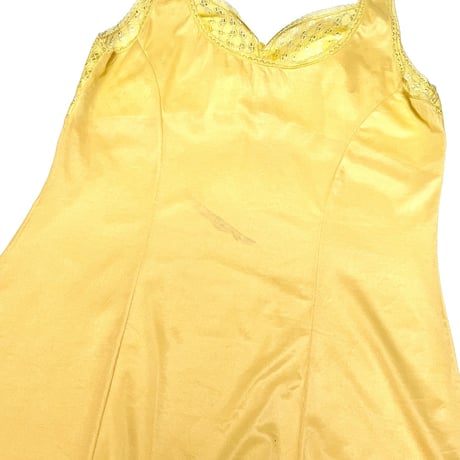 【USED】60's Schiesser S-line LINGERIE SLIP MINI DRESS YELLOW