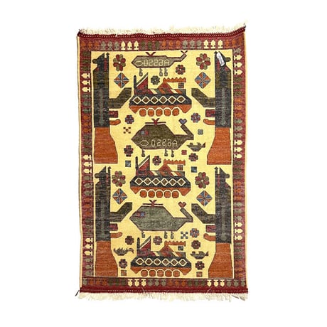 【USED】90'S-00'S HANDMADE AFGHAN WAR RUG ③