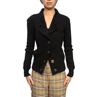 【USED】80's Tailored Knit Cardigan Black Made in Italy