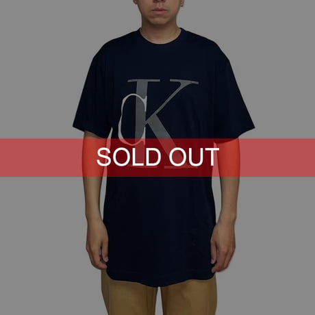 【DEAD STOCK】90's CK Calvin Klein Jeans BIG LOGO T-SHIRT NAVY