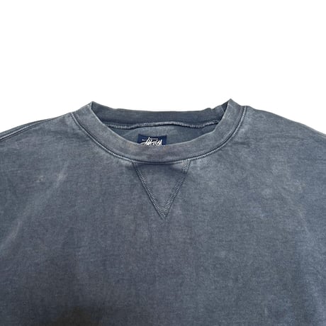 【USED】90's-00's STUSSY Pigment Dyed Sweatshirt Fade Grey