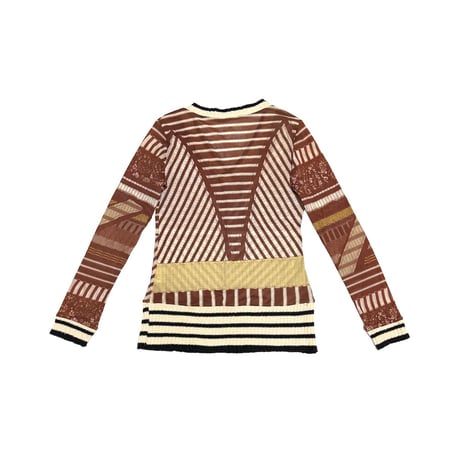 【USED】00's Sheer Power Net Graphic × Knit Top