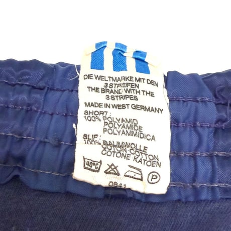 【USED】80's adidas RUNNING SHORTS STRIPE NAVY MADE IN WEST GERMANY