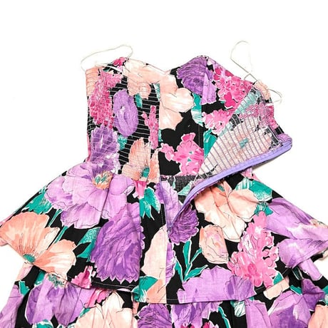 【USED】 80'S-90'S Young Hawaii FOR LIBERTY HOUSE FLORAL DRESS