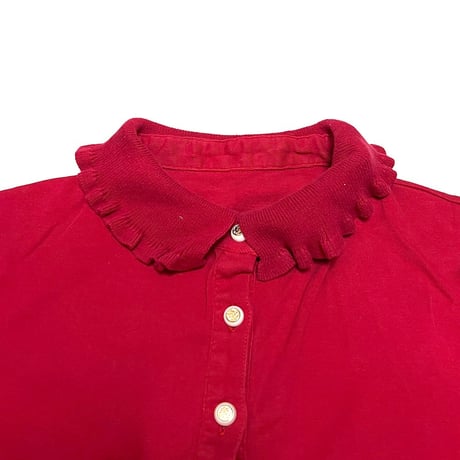 【USED】00's Kasper Group FRILL POLO SHIRT