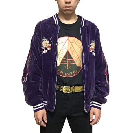 【USED】80'S-90'S VELOR SOUVENIR JACKET PURPLE