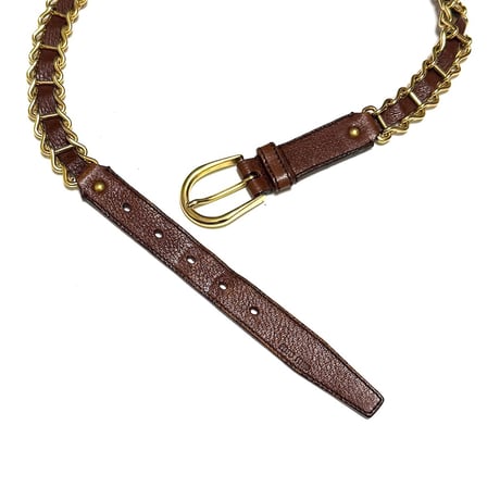 【USED】90's-00's miu miu Chain-Trim Leather Belt