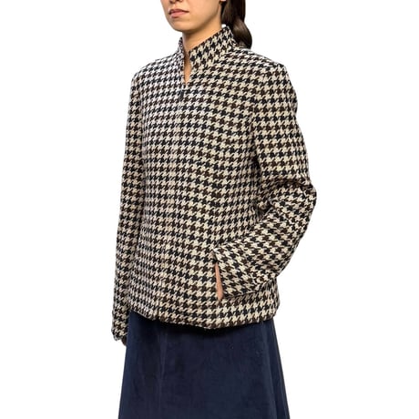 【USED】90's Houndstooth Stand-Collar Wool Jacket