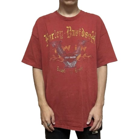 【USED】90S HARLEY DAVIDSON T-SHIRT HENNA