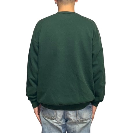 【USED】90's McBea Sunflower Print Crewneck Sweatshirt Forest Green