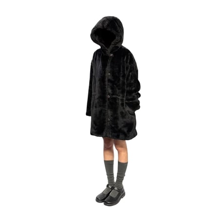 【USED】90's-00's Calvin Klein Sport Hooded Faux Fur Coat