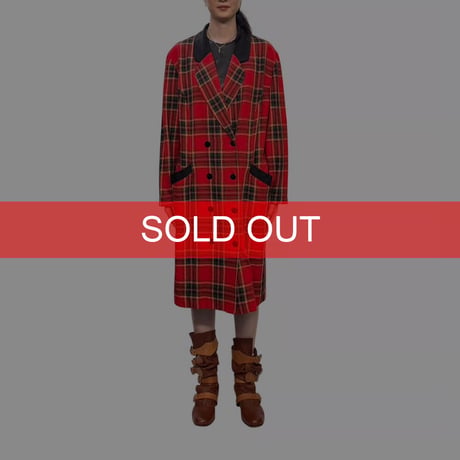 【USED】80's St Michael TARTAN CHECK TEDDY COAT