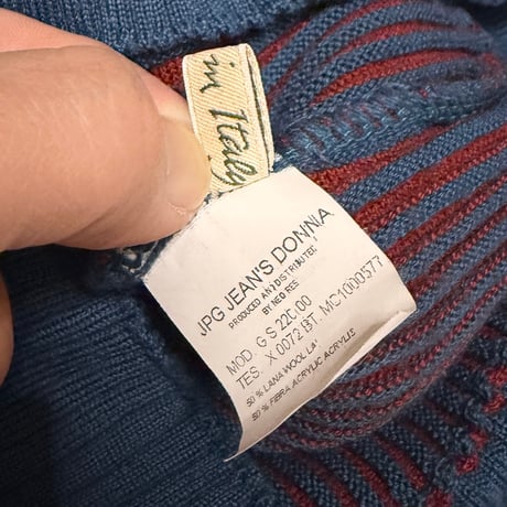 【USED】90's-00's Jean Paul Gaultier JEANS Bicolor Ribbed High-Neck Knit