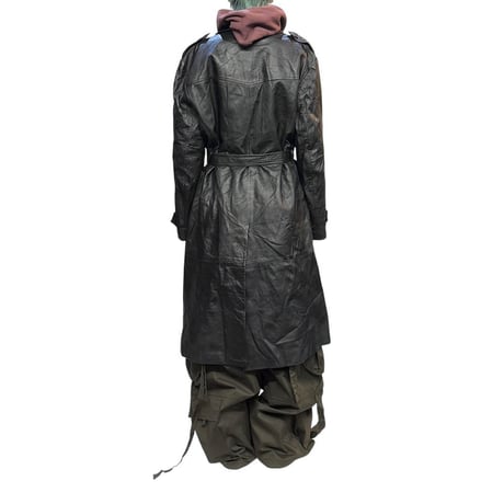 【USED】80's C&A GOAT LEATHER TRENCH COAT BLACK