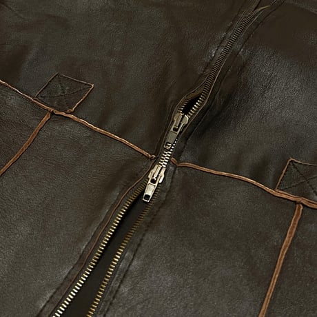 【USED】00's QUBHA LEATHER×COTTON SWITCHING JACKET