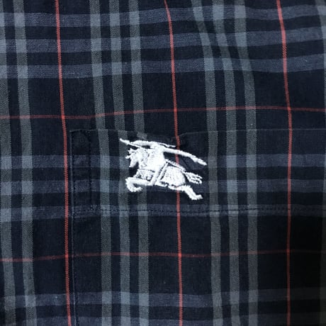 【USED】90'S BURBERRYS CHECK S/S SHIRT NAVY