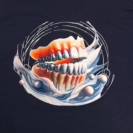 【USED】00's AFFORDABLE CARE HUB Trippy Denture Art T-shirt