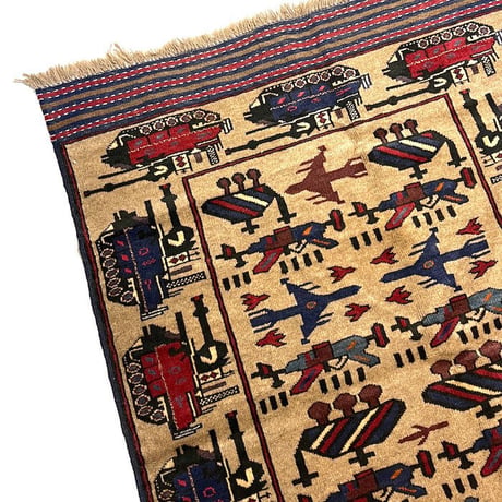 【USED】90'S-00'S HANDMADE AFGHAN WAR RUG ⑤