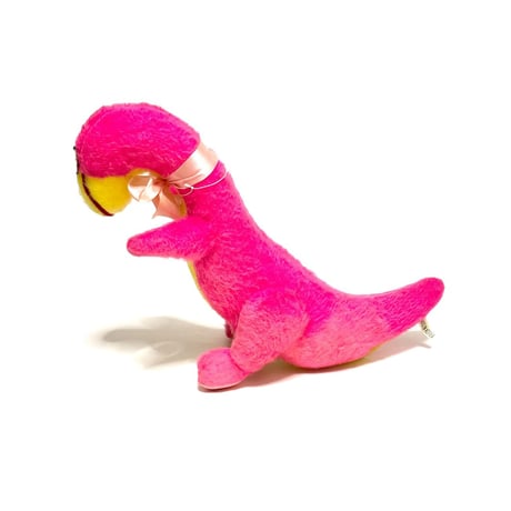 【USED】80's PINK DINOSAUR STUFFED TOY