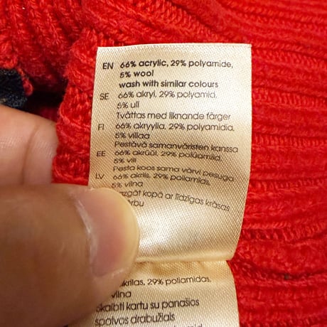 【USED】2010's Jean Paul Gaultier × LINDEX Red Ribbed Zip-Detail Turtleneck Knit