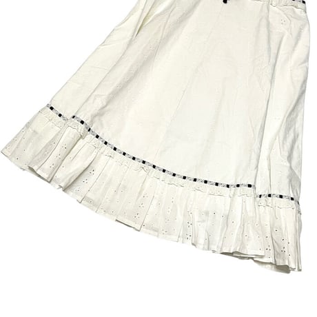 【USED】70'S FRILL SHOULDER STRAP DRESS WHT