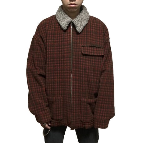 【USED】CHECK WOOL BOMBER JACKET