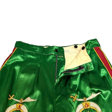 【USED】50's Shriner SATIN PARADE PANTS GREEN