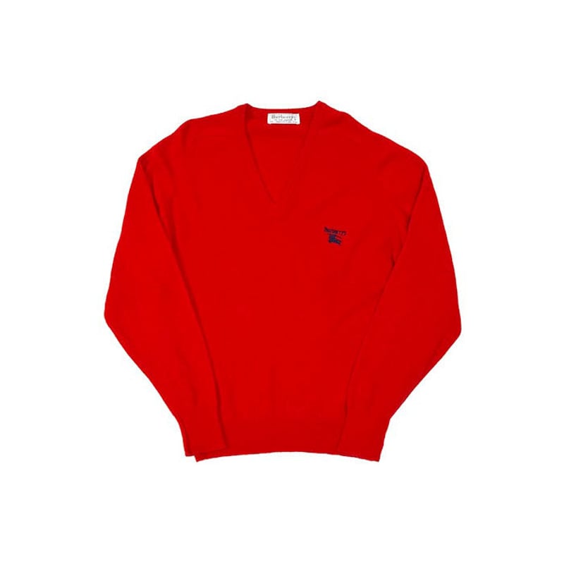 USED】90'S BURBERRYS V-NECK LAMBSWOOL SWEATER |